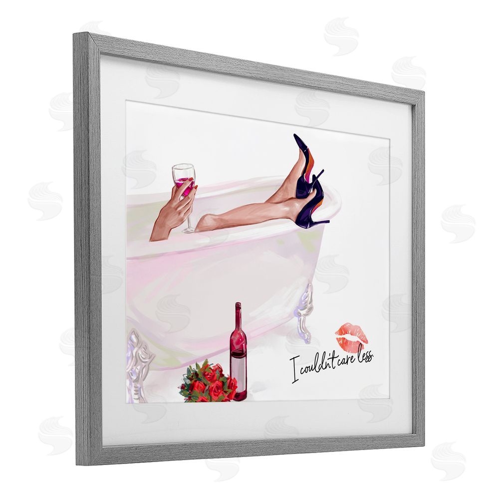Ziwei Li Couldn't Care Less Tub Gray Framed Print Under Glass Wall Art