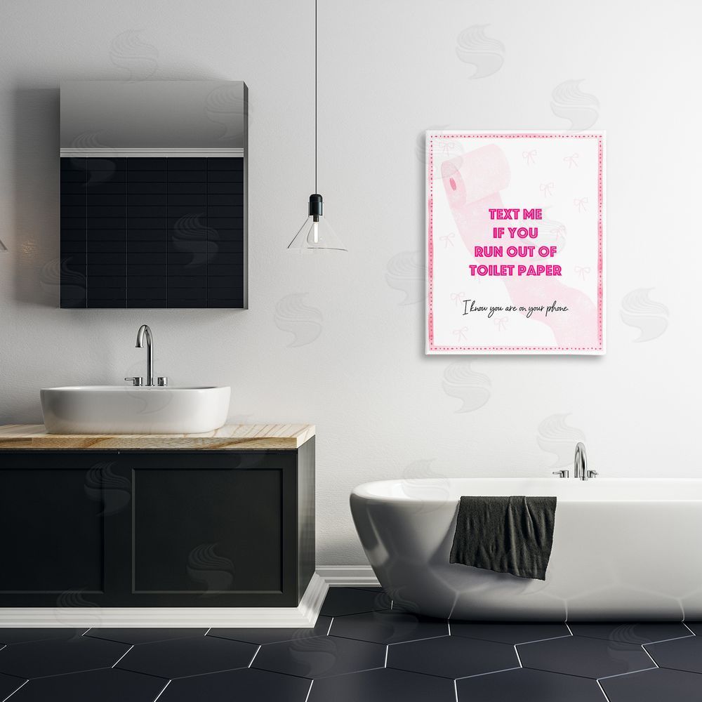 Ziwei Li Pink Text for Toilet Paper Stretched Canvas Wall Art Print in Room