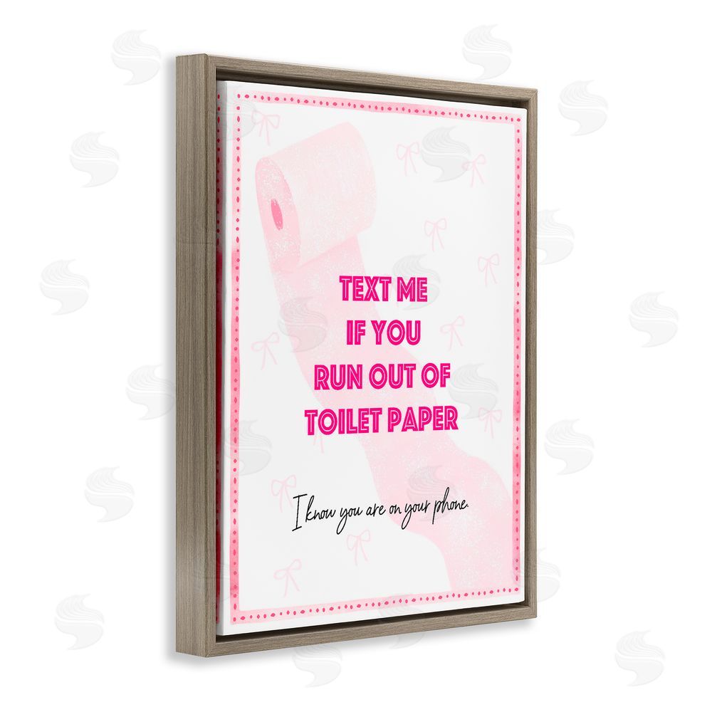 Ziwei Li Pink Text for Toilet Paper Brown Floating Frame Canvas Wall Art Print