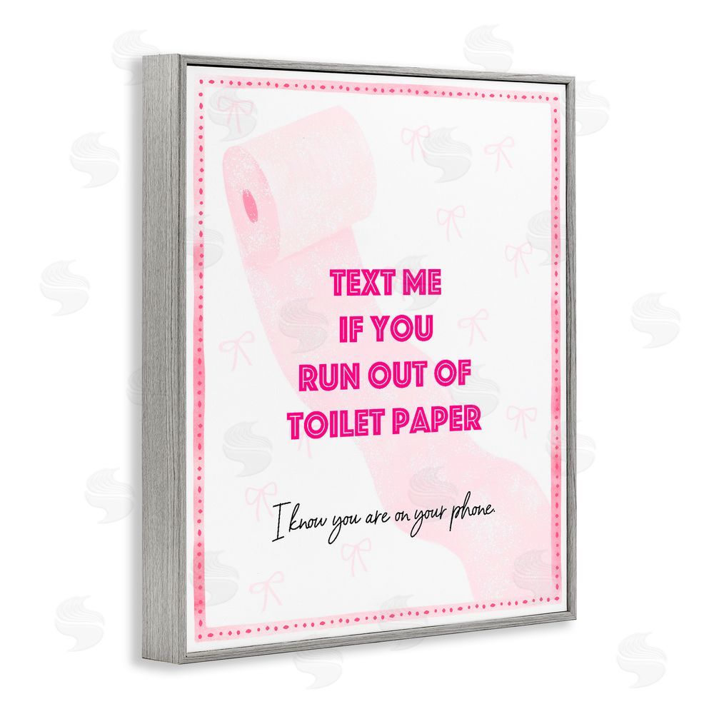 Ziwei Li Pink Text for Toilet Paper Gray Framed Giclee Print Wall Art