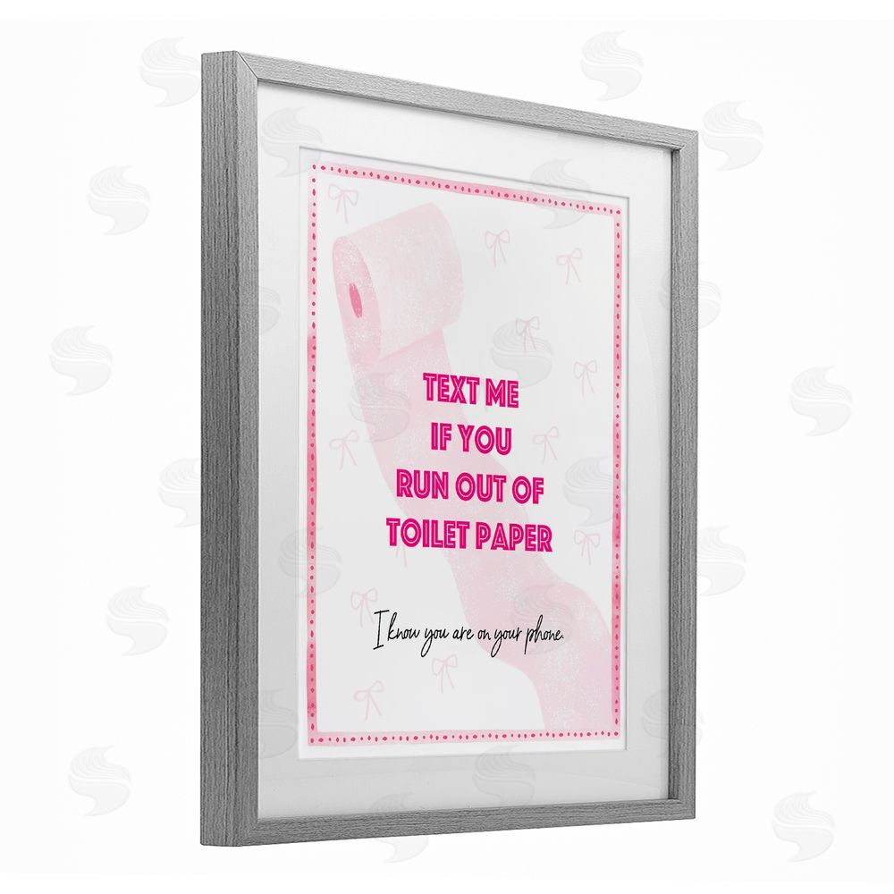 Ziwei Li Pink Text for Toilet Paper Gray Framed Print Under Glass Wall Art