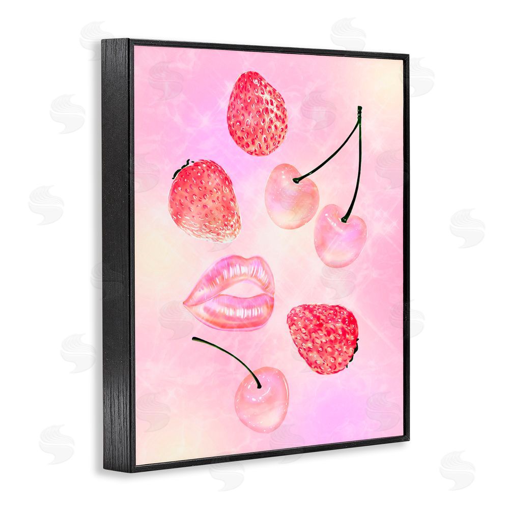 Ziwei Li Pink Fruits and Kisses Black Framed Giclee Print Wall Art