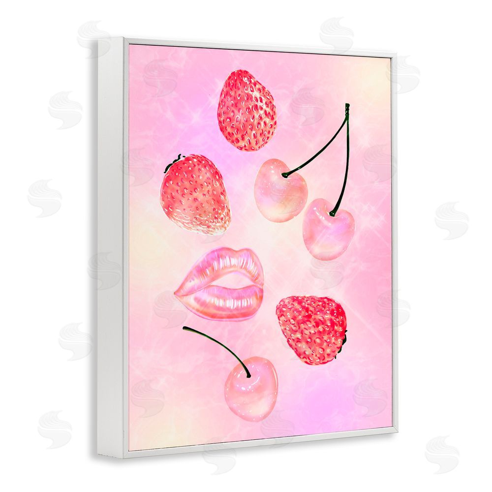 Ziwei Li Pink Fruits and Kisses White Framed Giclee Print Wall Art