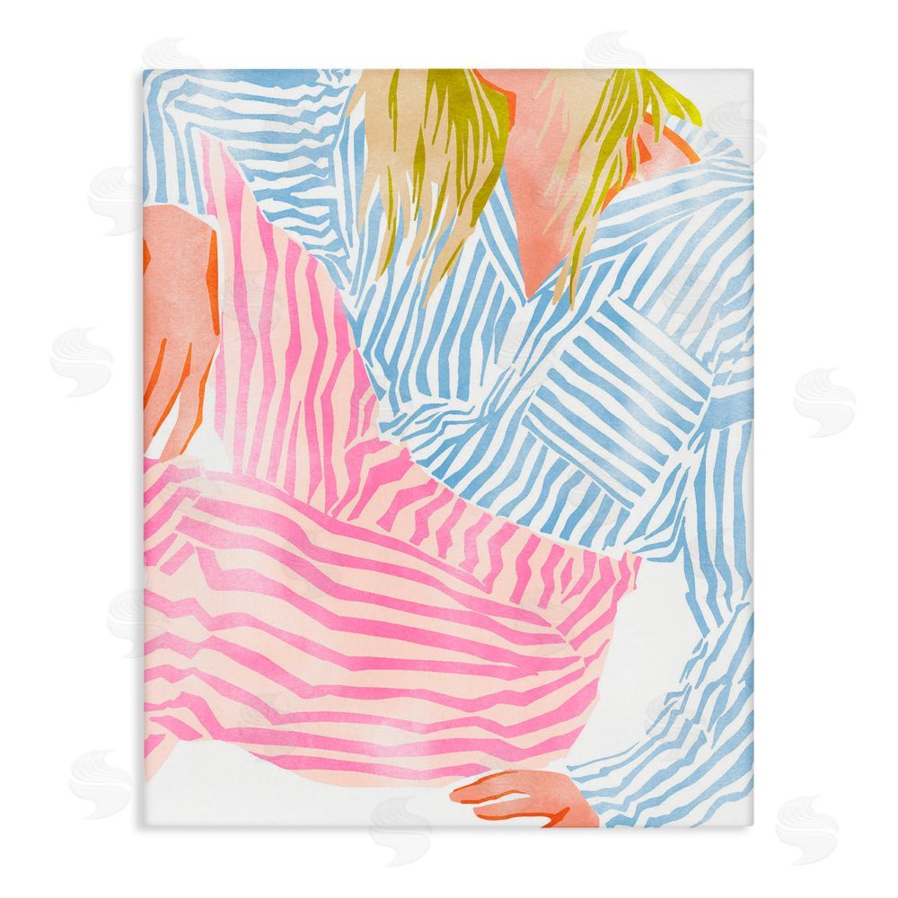 Ziwei Li Female in Pastel Stripes Stretched Canvas Wall Art Print