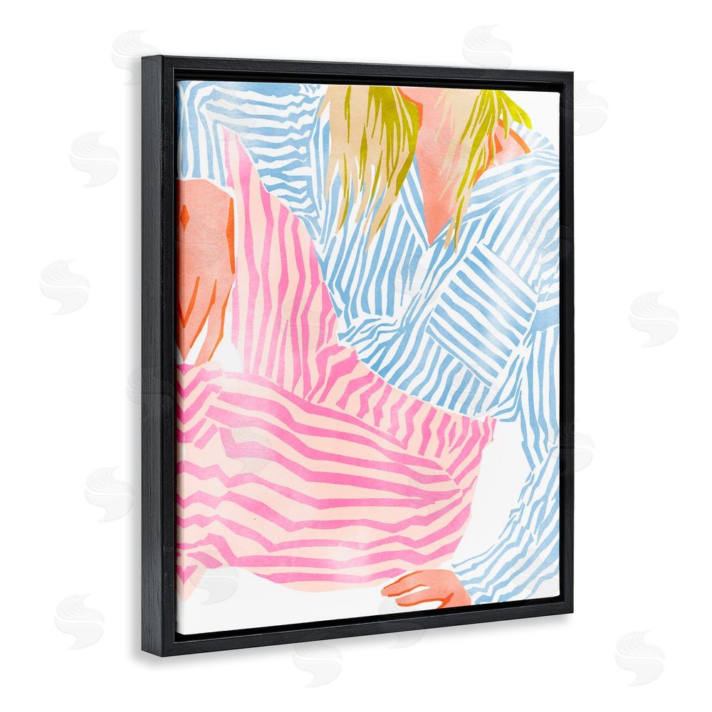 Ziwei Li Female in Pastel Stripes Black Floating Frame Canvas Wall Art Print