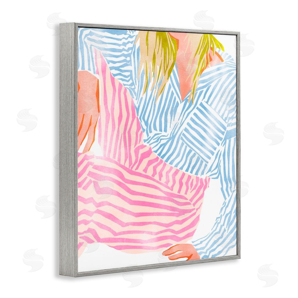 Ziwei Li Female in Pastel Stripes Gray Framed Giclee Print Wall Art