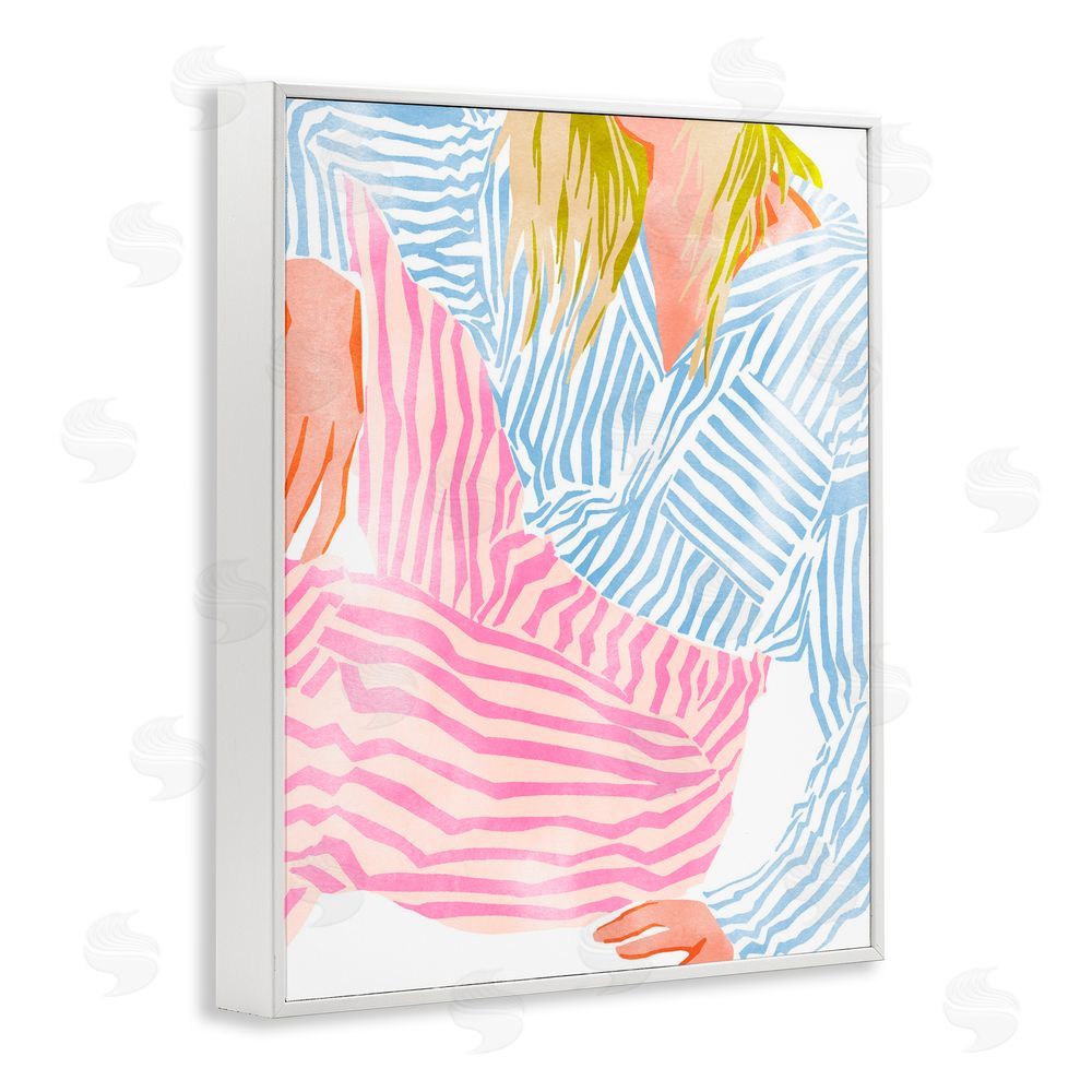 Ziwei Li Female in Pastel Stripes White Framed Giclee Print Wall Art