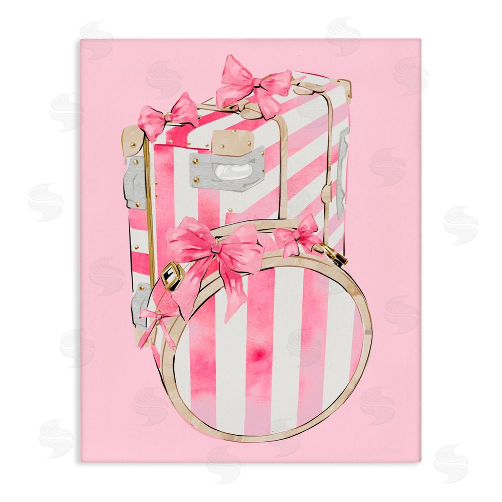 Ziwei Li Pastel Stripe Luggage Stretched Canvas Wall Art Print