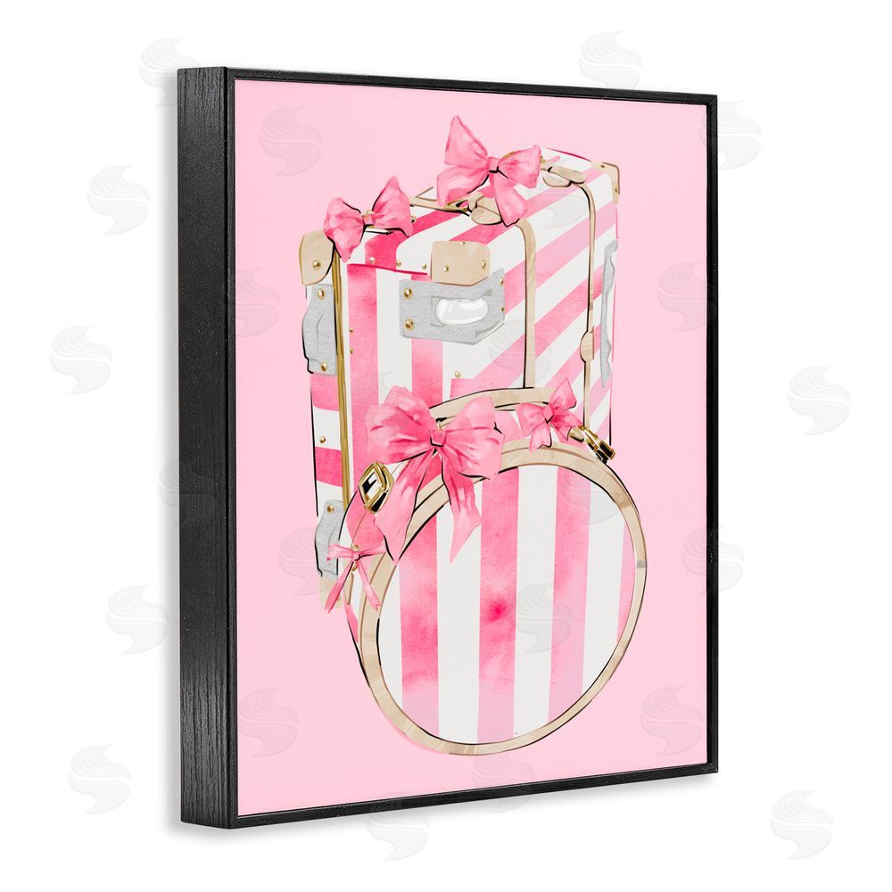 Ziwei Li Pastel Stripe Luggage Black Framed Giclee Print Wall Art
