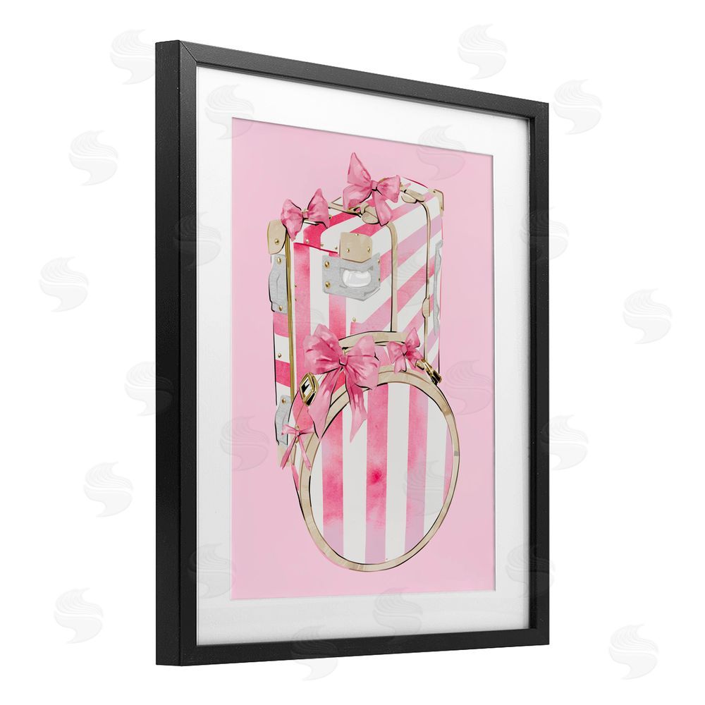 Ziwei Li Pastel Stripe Luggage Black Framed Print Under Glass Wall Art