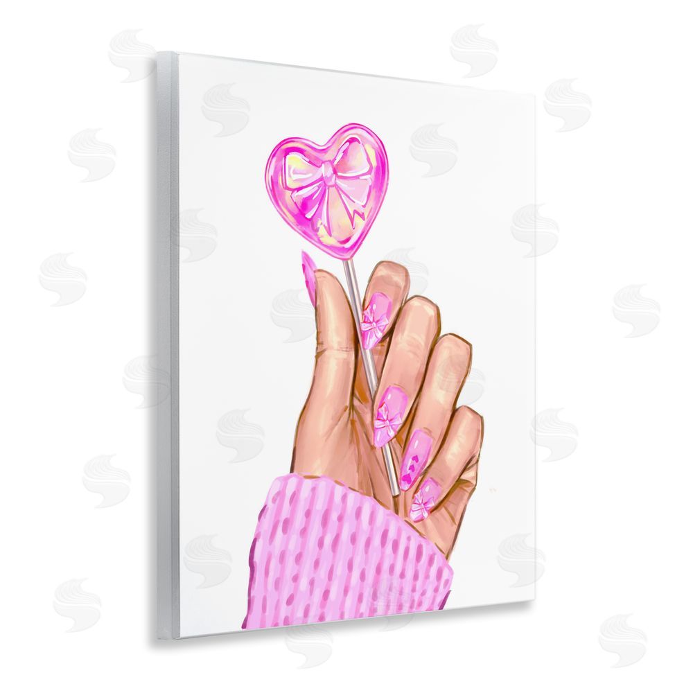 Ziwei Li Pink Fashion Bow Lollipop Wooden Wall Plaque Art Print