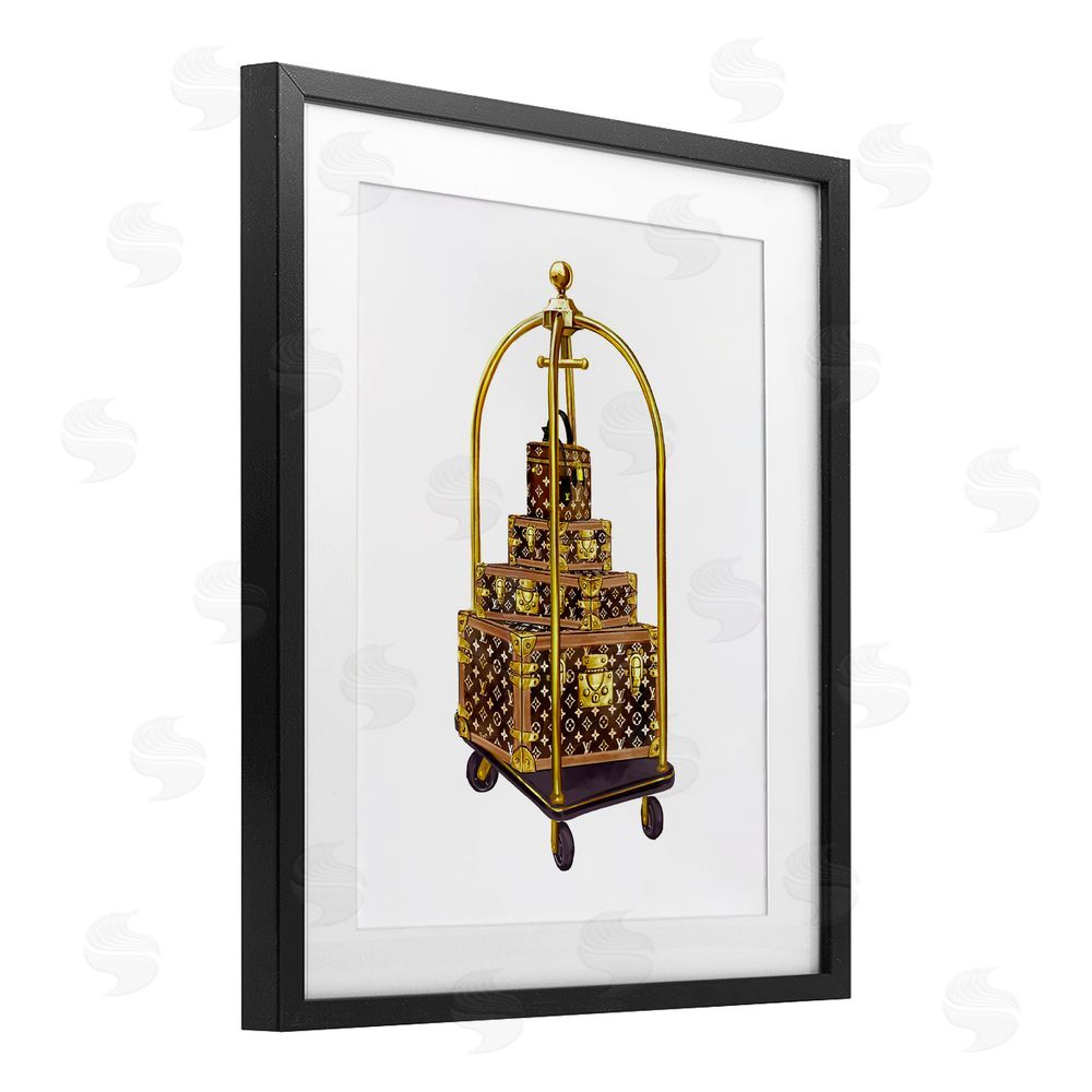 Ziwei Li Glam Hotel Luggage Black Framed Print Under Glass Wall Art