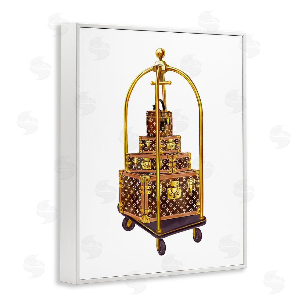 Ziwei Li Glam Hotel Luggage White Framed Giclee Print Wall Art