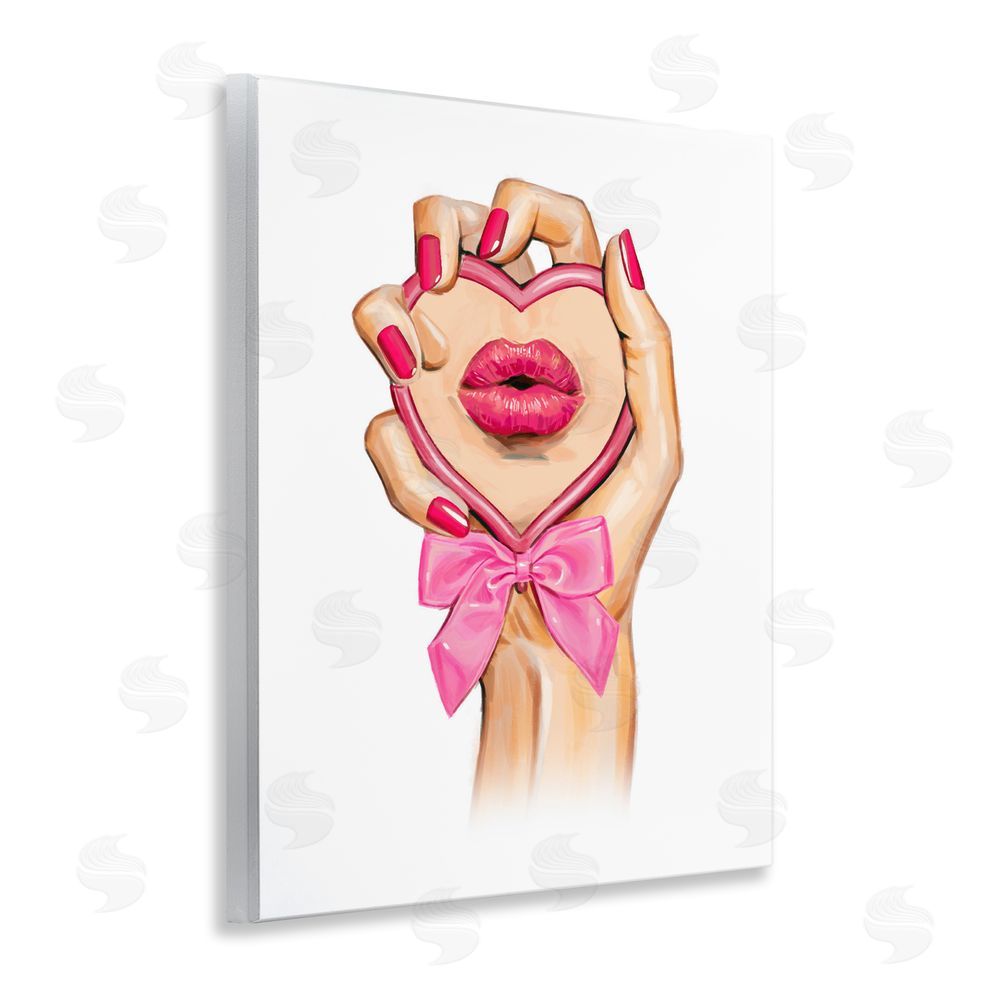 Ziwei Li Pink Lips in Mirror Wooden Wall Plaque Art Print