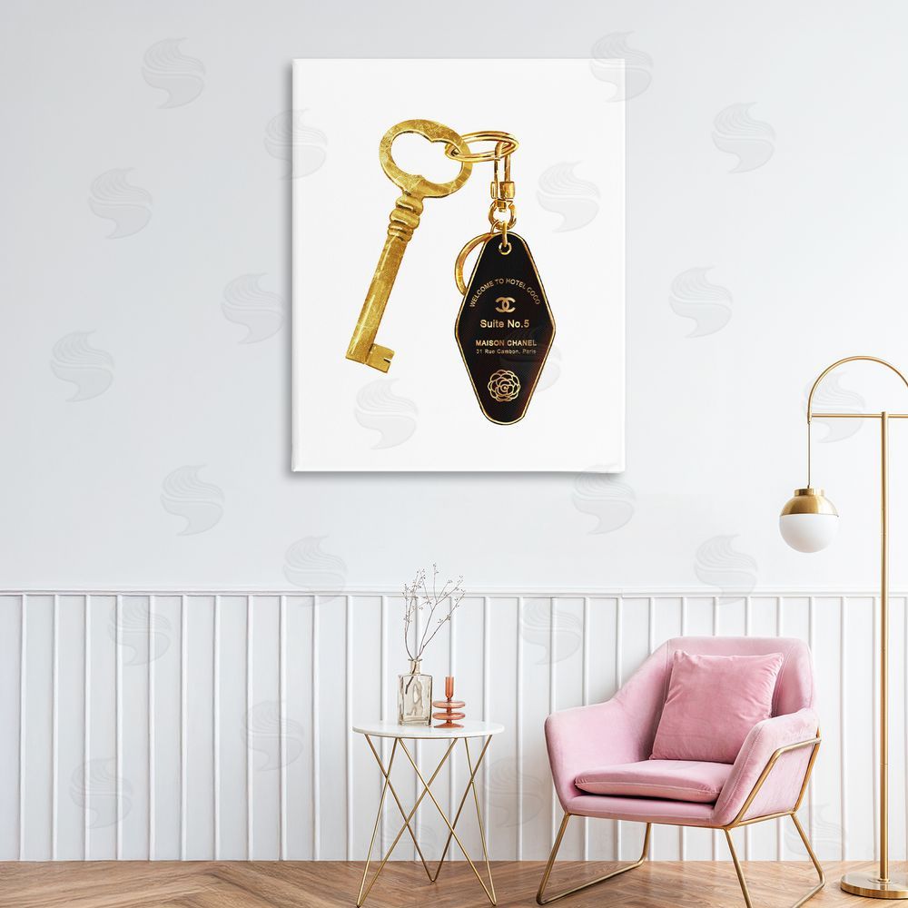 Ziwei Li Luxury Fashion Key Stretched Canvas Wall Art Print in Room