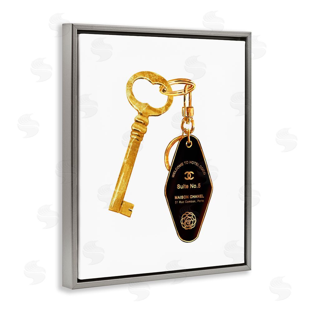 Ziwei Li Luxury Fashion Key Gray Floating Frame Canvas Wall Art Print
