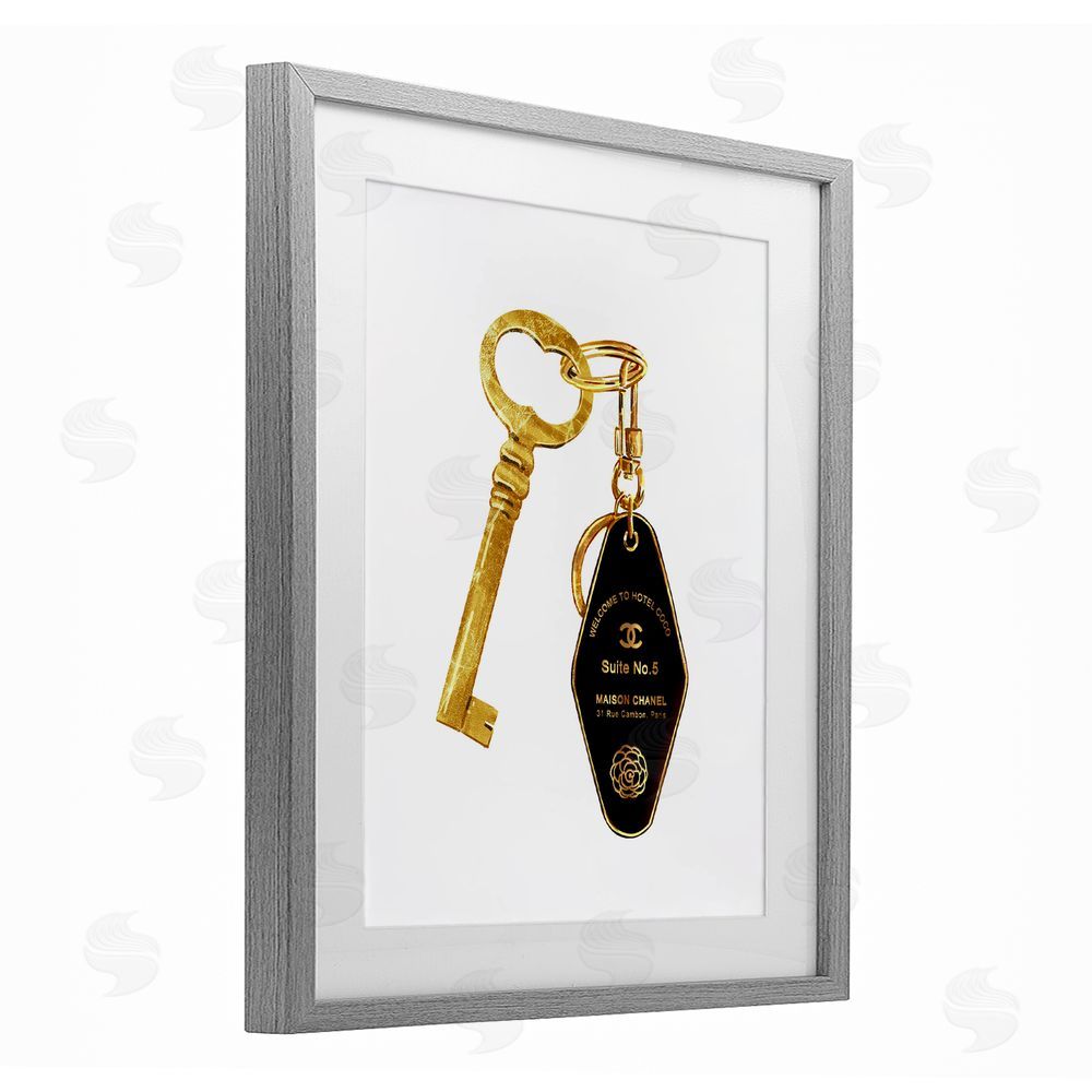 Ziwei Li Luxury Fashion Key Gray Framed Print Under Glass Wall Art