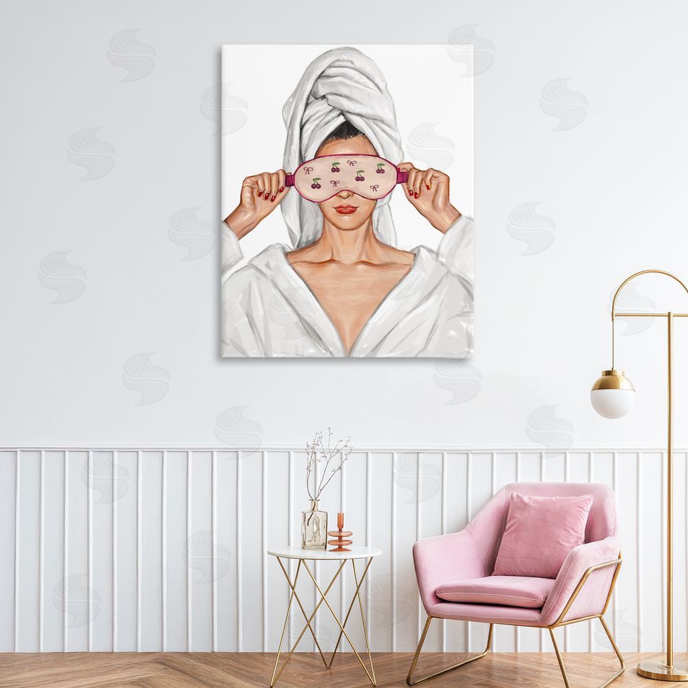 Ziwei Li Cherry Eye Mask Fashionista Stretched Canvas Wall Art Print in Room