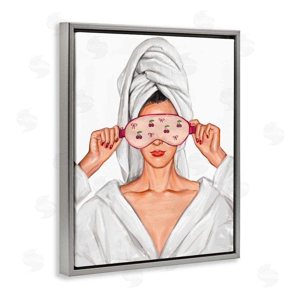 Ziwei Li Cherry Eye Mask Fashionista Gray Floating Frame Canvas Wall Art Print