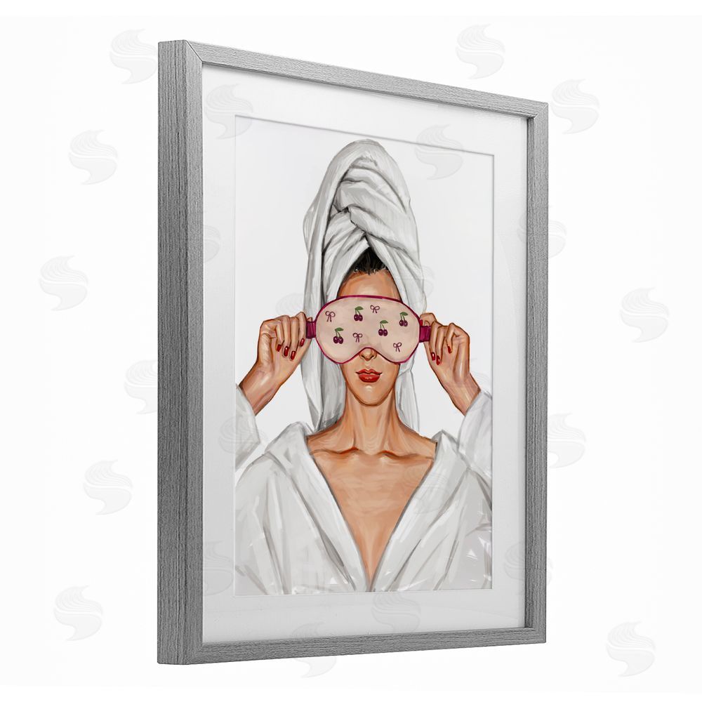 Ziwei Li Cherry Eye Mask Fashionista Gray Framed Print Under Glass Wall Art