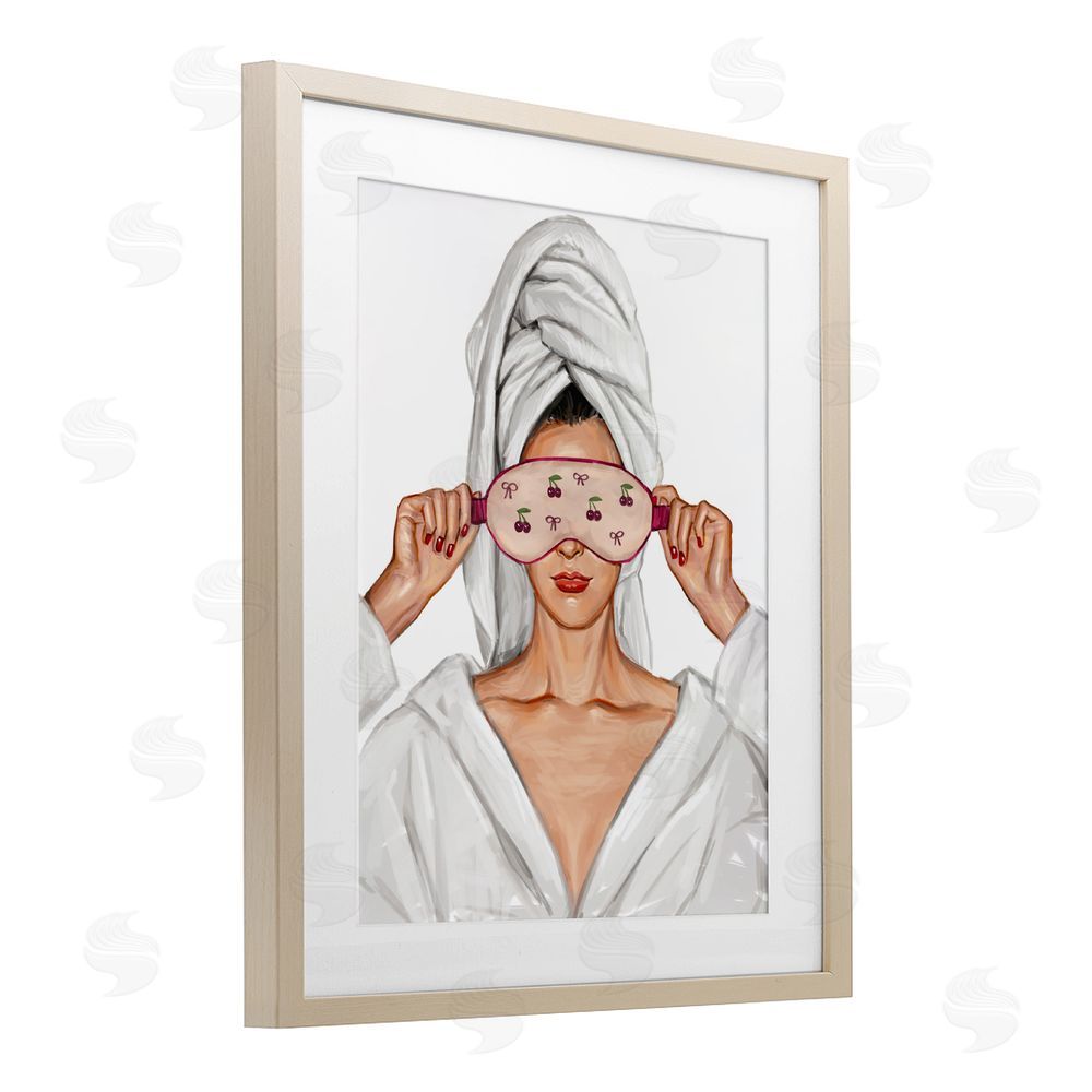 Ziwei Li Cherry Eye Mask Fashionista Brown Framed Print Under Glass Wall Art