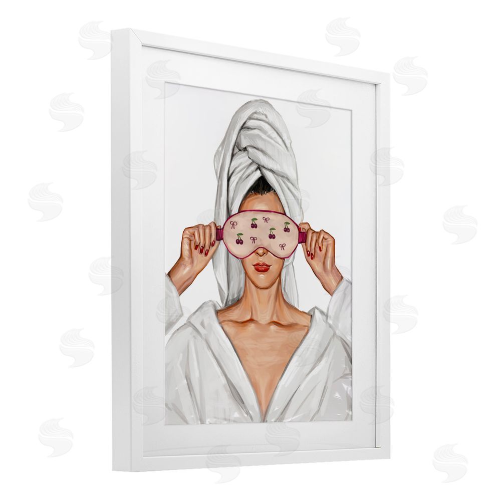 Ziwei Li Cherry Eye Mask Fashionista White Framed Print Under Glass Wall Art