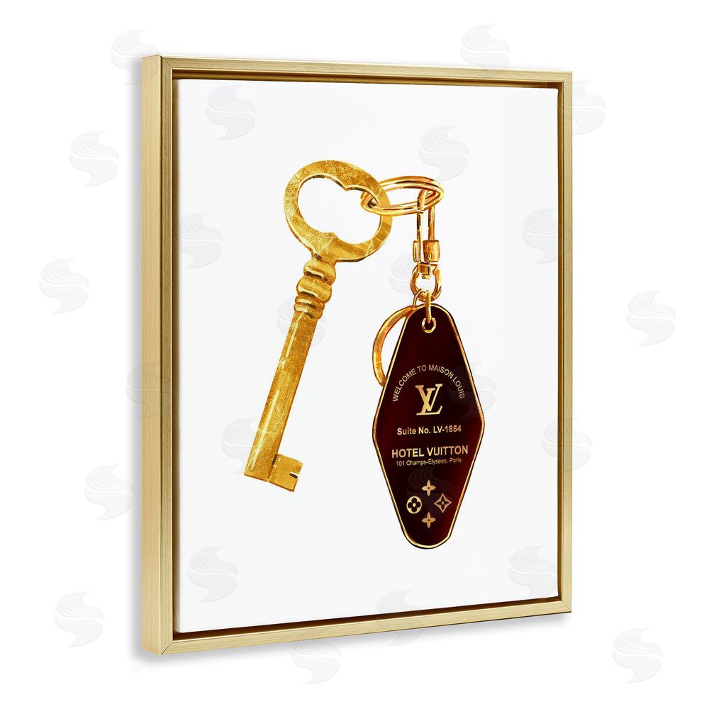Ziwei Li Glam Gold Key Fashion Gold Floating Frame Canvas Wall Art Print