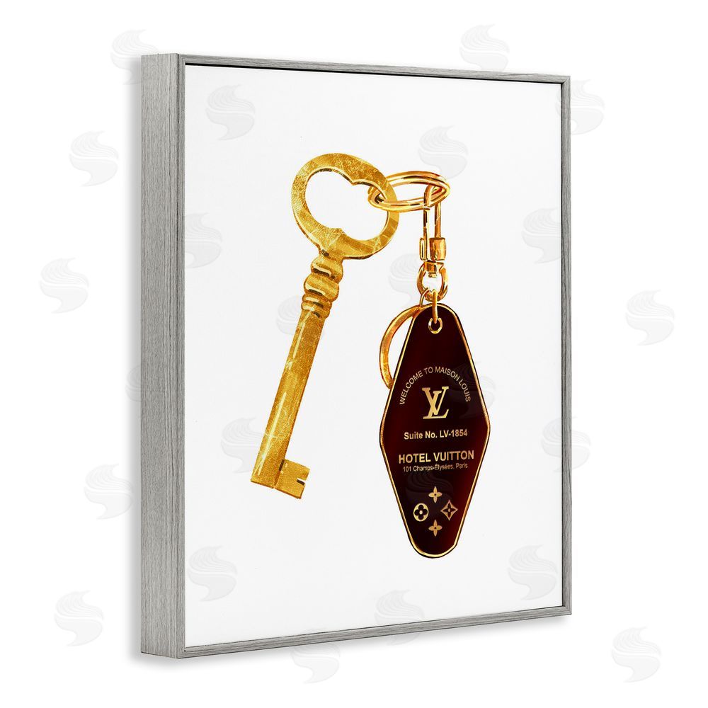 Ziwei Li Glam Gold Key Fashion Gray Framed Giclee Print Wall Art