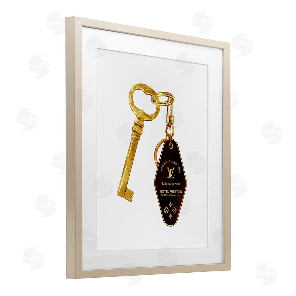 Ziwei Li Glam Gold Key Fashion Brown Framed Print Under Glass Wall Art