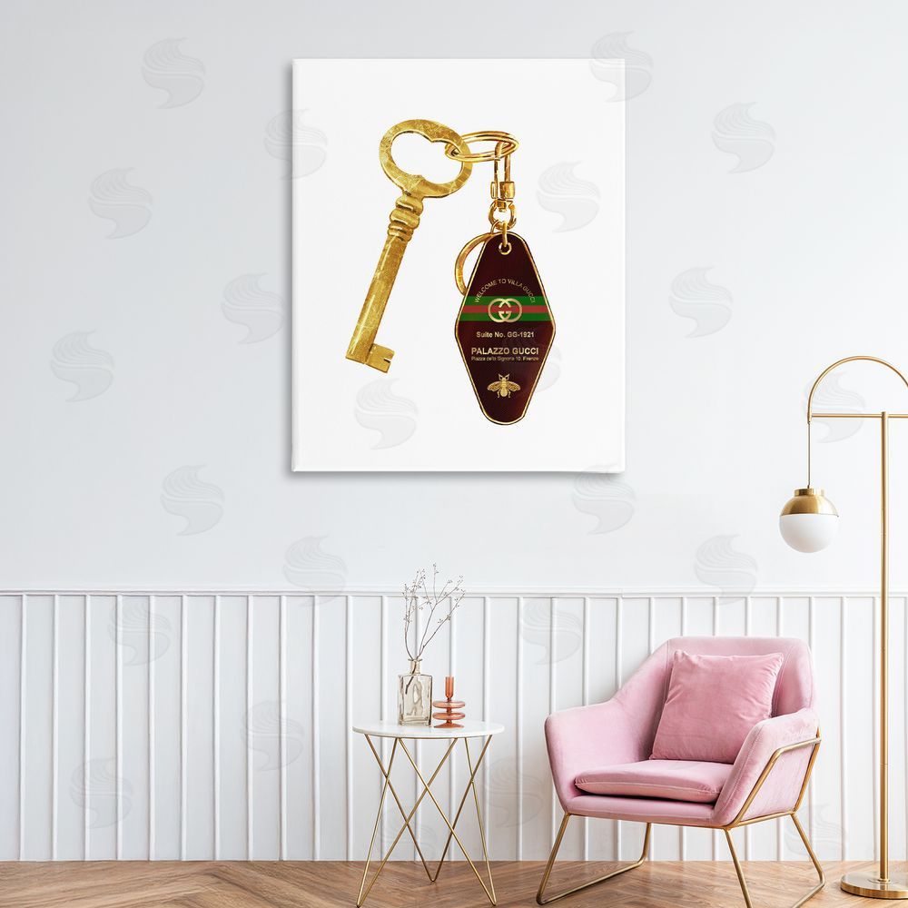 Ziwei Li Luxury Hotel Key Stretched Canvas Wall Art Print in Room