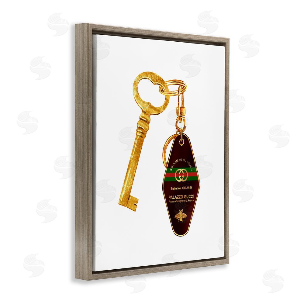 Ziwei Li Luxury Hotel Key Brown Floating Frame Canvas Wall Art Print