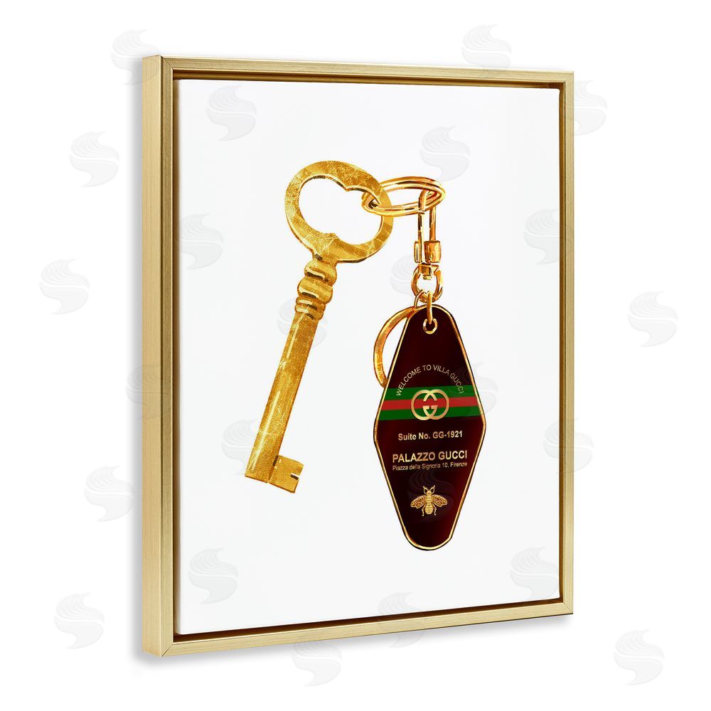 Ziwei Li Luxury Hotel Key Gold Floating Frame Canvas Wall Art Print