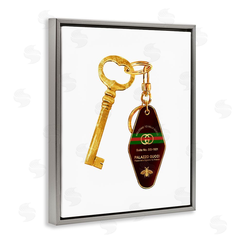 Ziwei Li Luxury Hotel Key Gray Floating Frame Canvas Wall Art Print