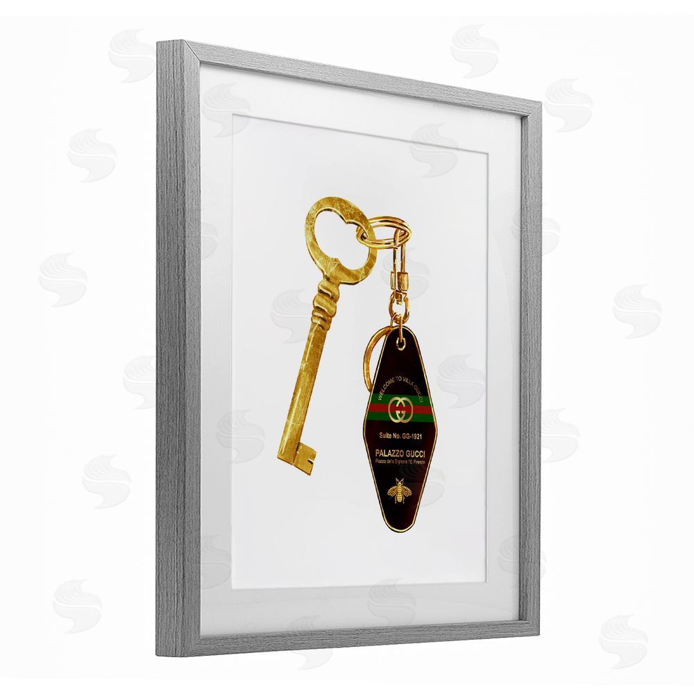 Ziwei Li Luxury Hotel Key Gray Framed Print Under Glass Wall Art