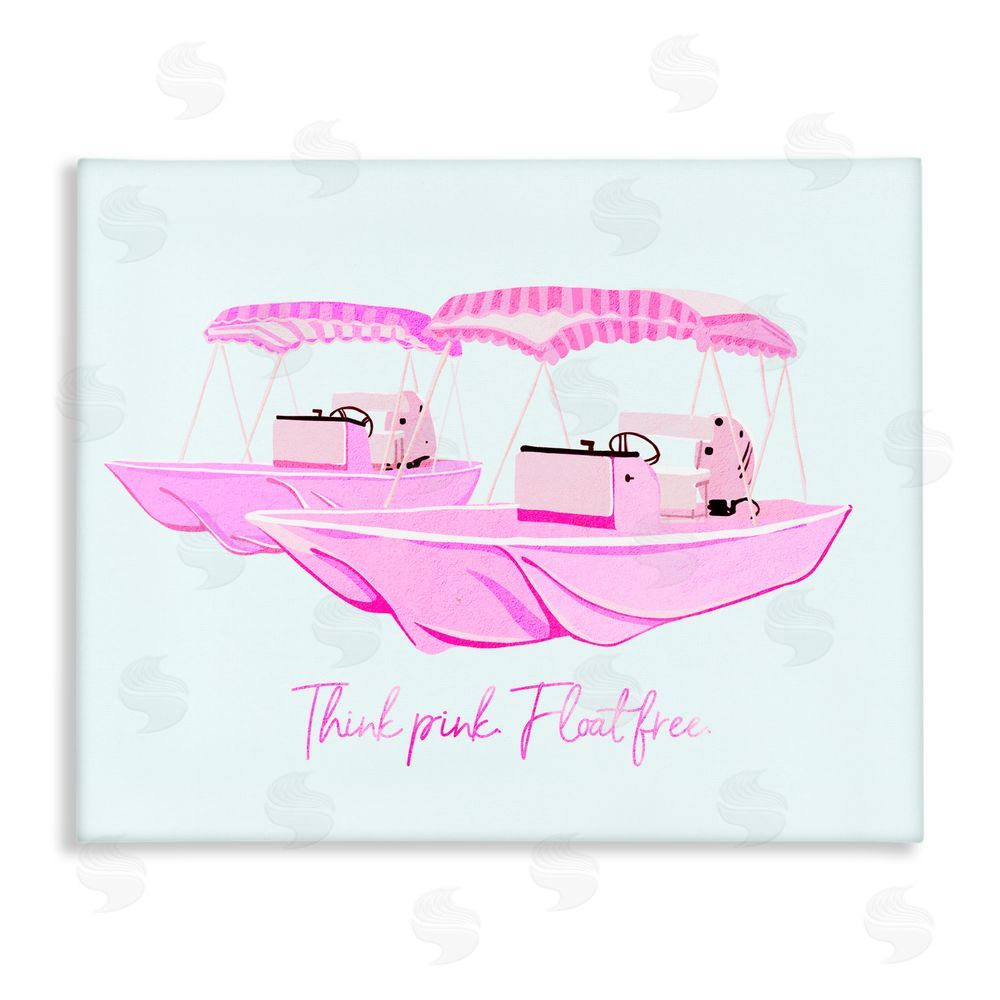 Ziwei Li Think Pink Float Free Boats Stretched Canvas Wall Art Print