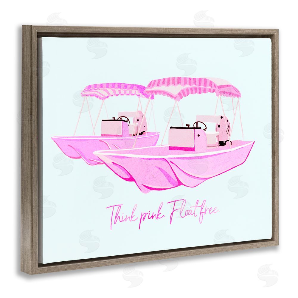 Ziwei Li Think Pink Float Free Boats Brown Floating Frame Canvas Wall Art Print