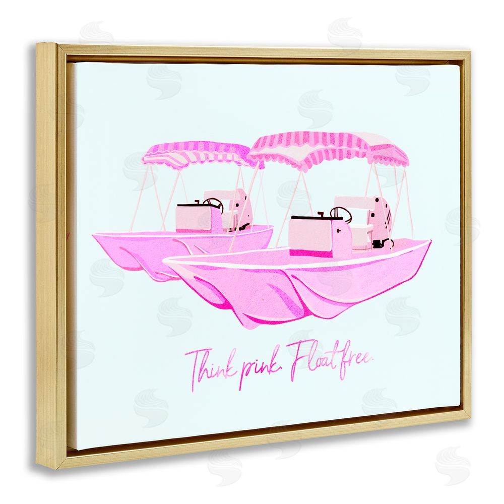 Ziwei Li Think Pink Float Free Boats Gold Floating Frame Canvas Wall Art Print