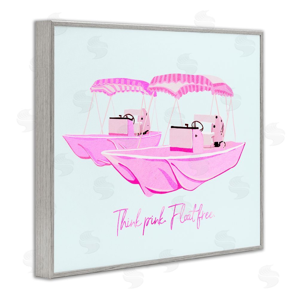 Ziwei Li Think Pink Float Free Boats Gray Framed Giclee Print Wall Art