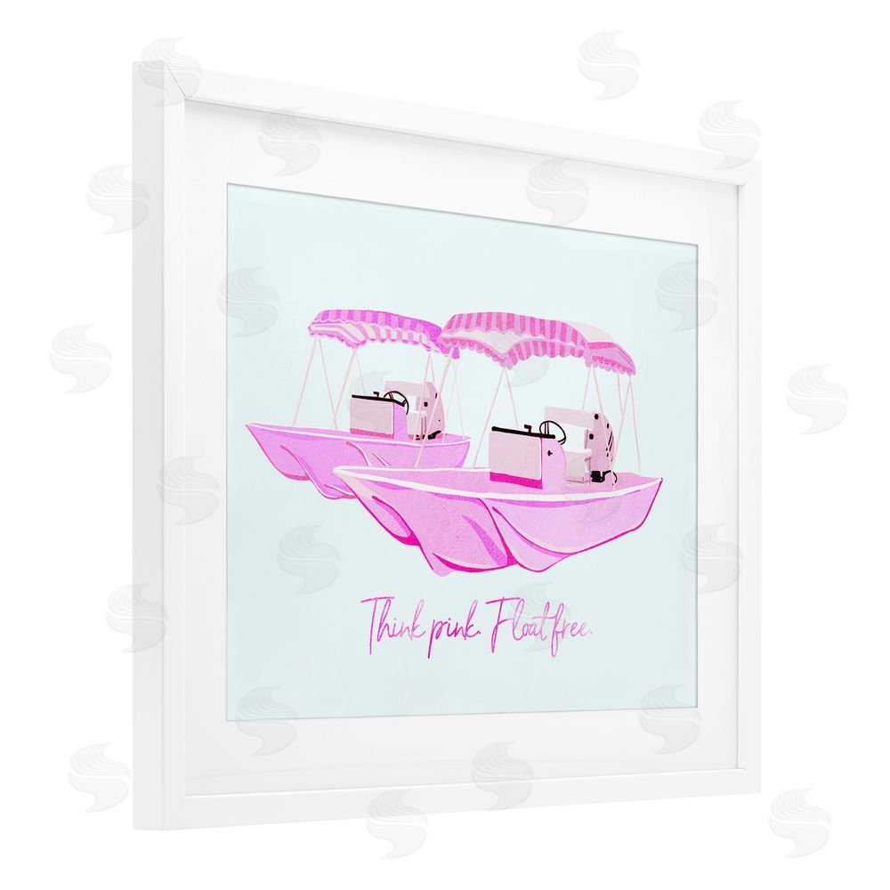 Ziwei Li Think Pink Float Free Boats White Framed Print Under Glass Wall Art