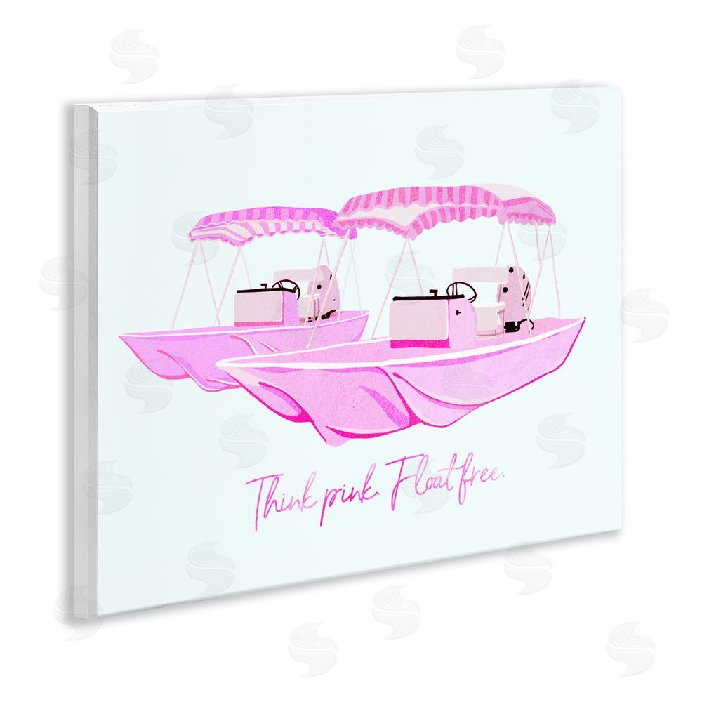 Ziwei Li Think Pink Float Free Boats Wooden Wall Plaque Art Print