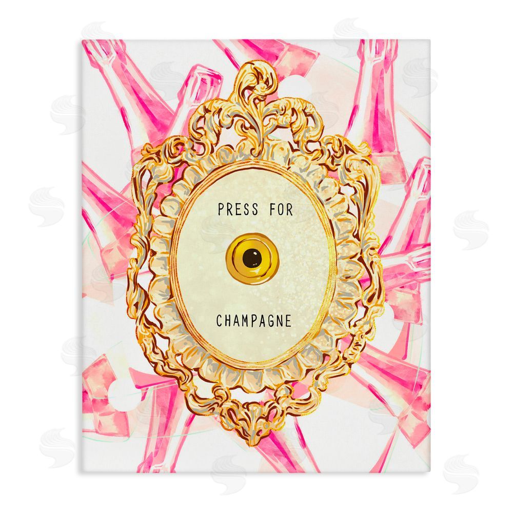 Ziwei Li Champagne Doorbell with Pattern Stretched Canvas Wall Art Print