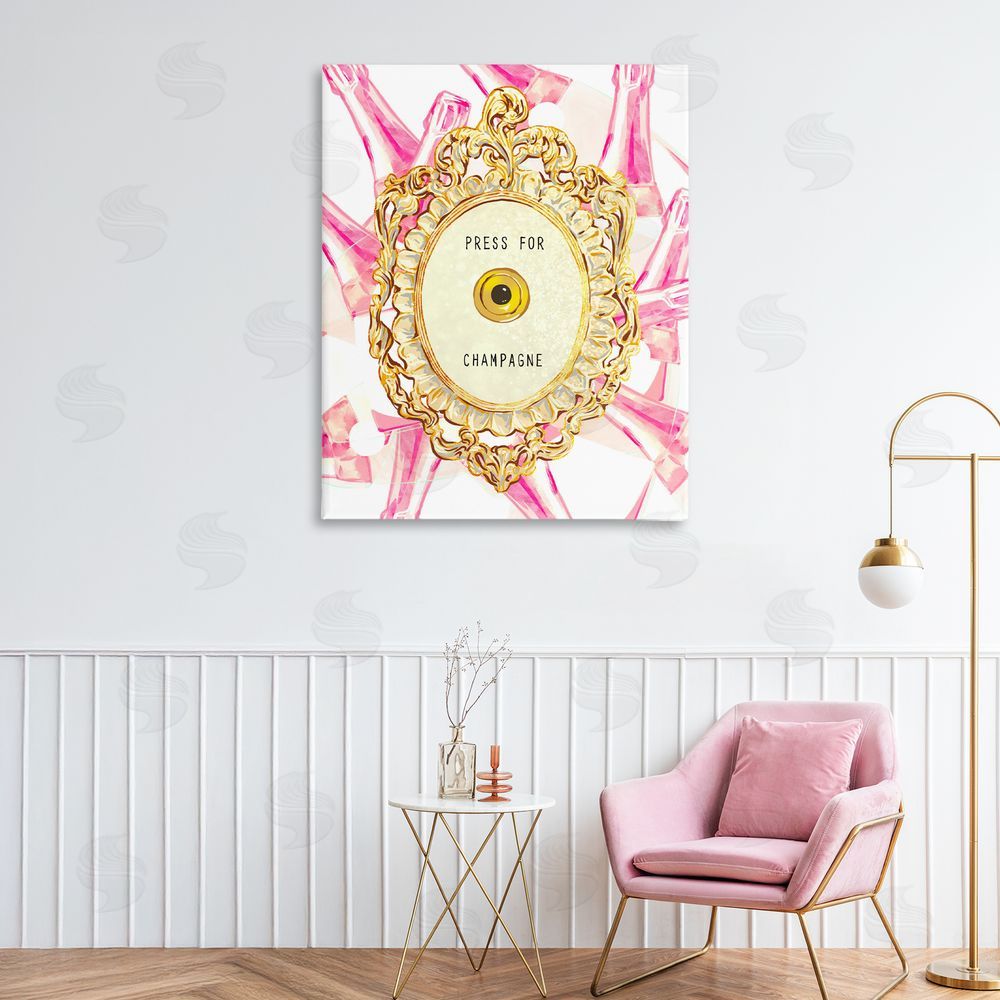 Ziwei Li Champagne Doorbell with Pattern Stretched Canvas Wall Art Print in Room