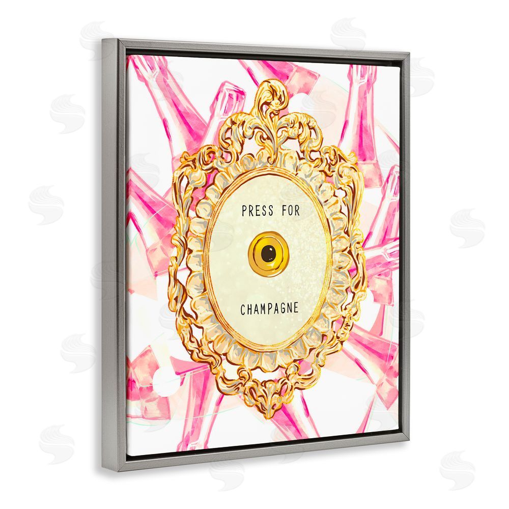 Ziwei Li Champagne Doorbell with Pattern Gray Floating Frame Canvas Wall Art Print