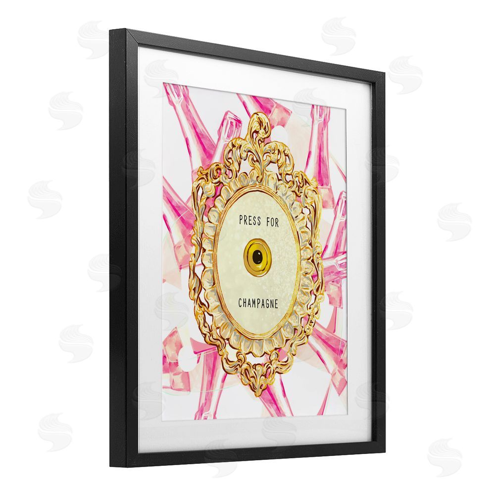 Ziwei Li Champagne Doorbell with Pattern Black Framed Print Under Glass Wall Art