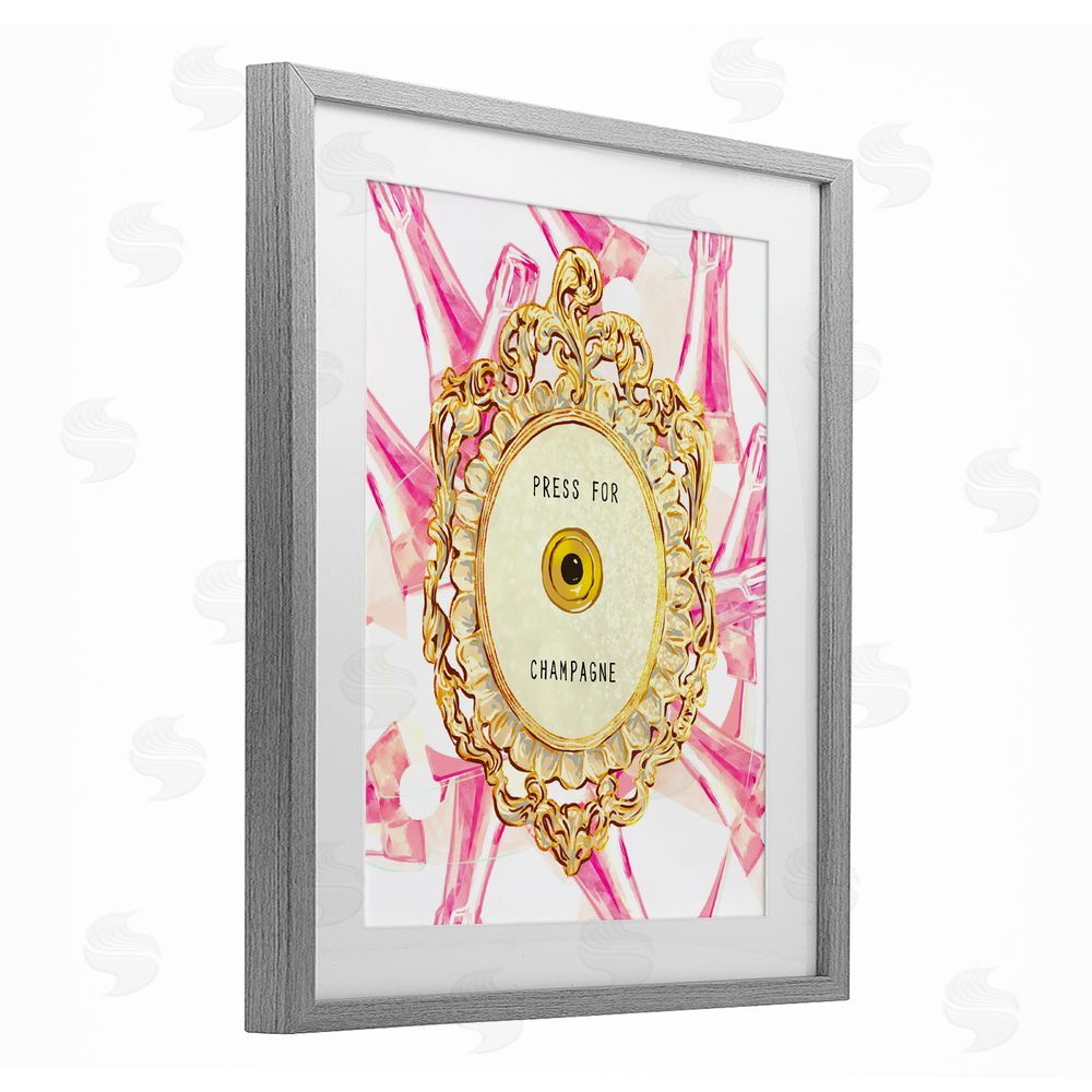 Ziwei Li Champagne Doorbell with Pattern Gray Framed Print Under Glass Wall Art