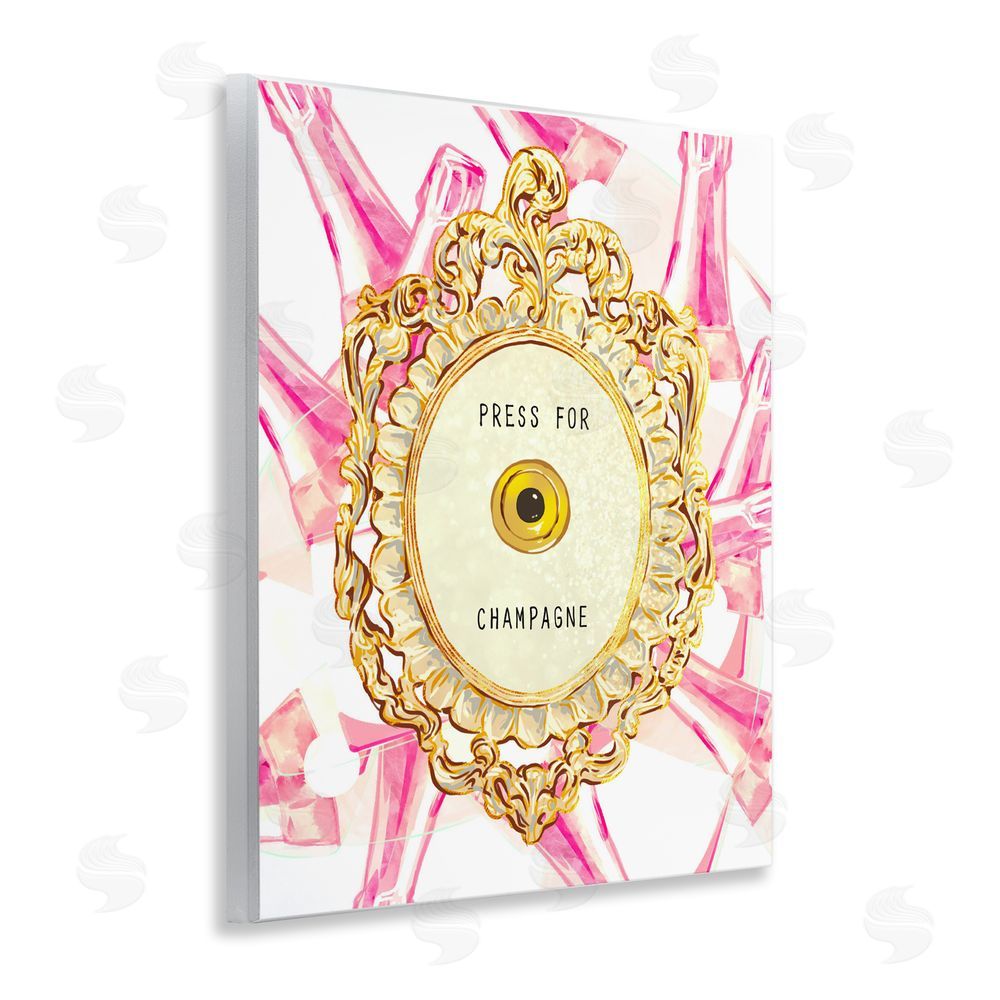 Ziwei Li Champagne Doorbell with Pattern Wooden Wall Plaque Art Print