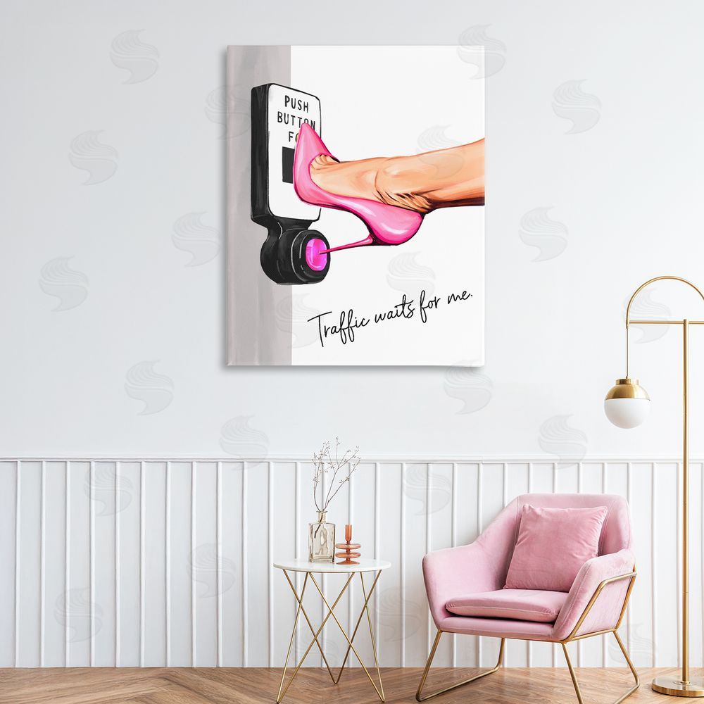 Ziwei Li Traffic Waits for Me Heels Stretched Canvas Wall Art Print in Room