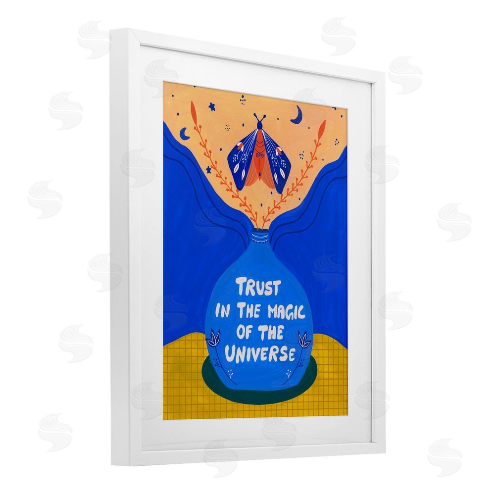 Nabeela Rumi Trust In Magic Of Universe White Framed Print Under Glass Wall Art