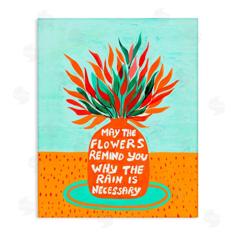 Nabeela Rumi Flowers Remind Rain Is Necessary Stretched Canvas Wall Art Print