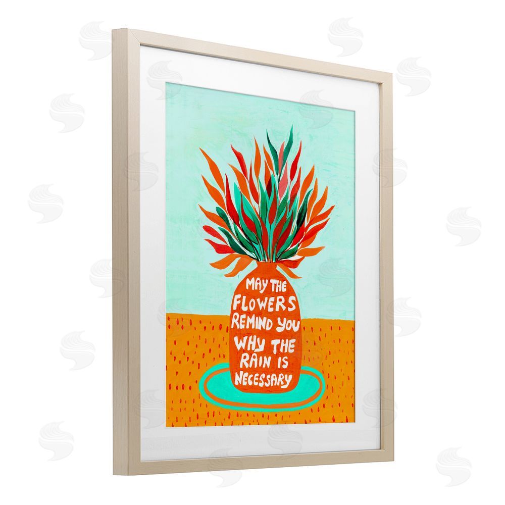 Nabeela Rumi Flowers Remind Rain Is Necessary Brown Framed Print Under Glass Wall Art